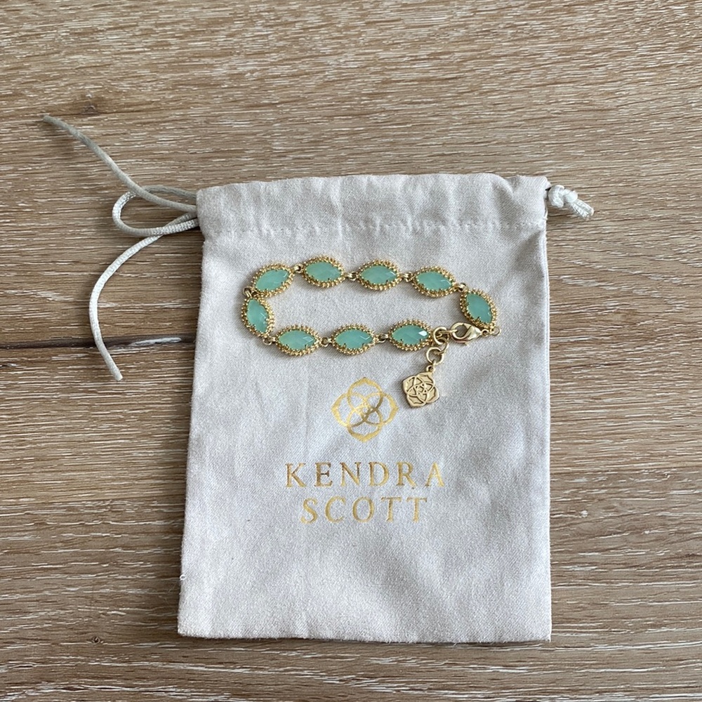 Kendra Scott green and gold bracelet.